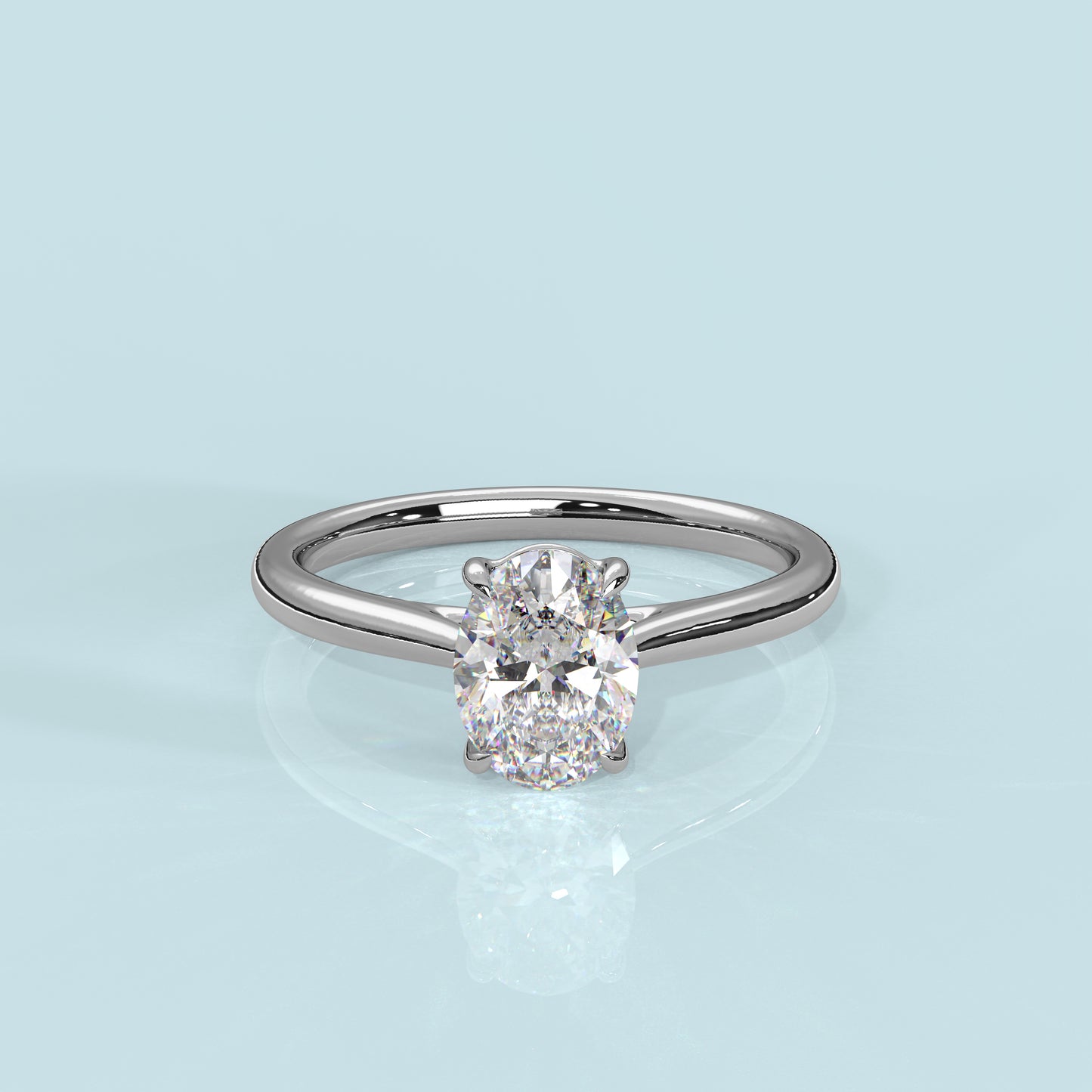 Engagement 925 Silver Oval Ring