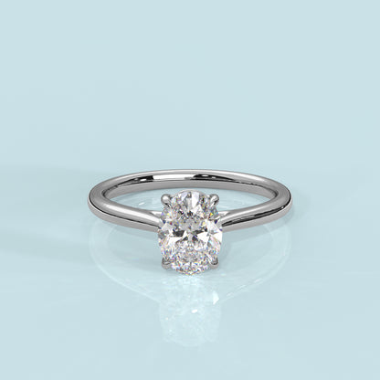 Oval Moissanite Diamond Sterling Silver Ring