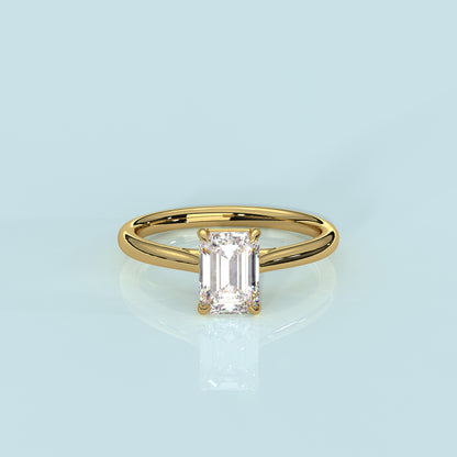 Emerald Moissanite Diamond Sterling Silver Ring