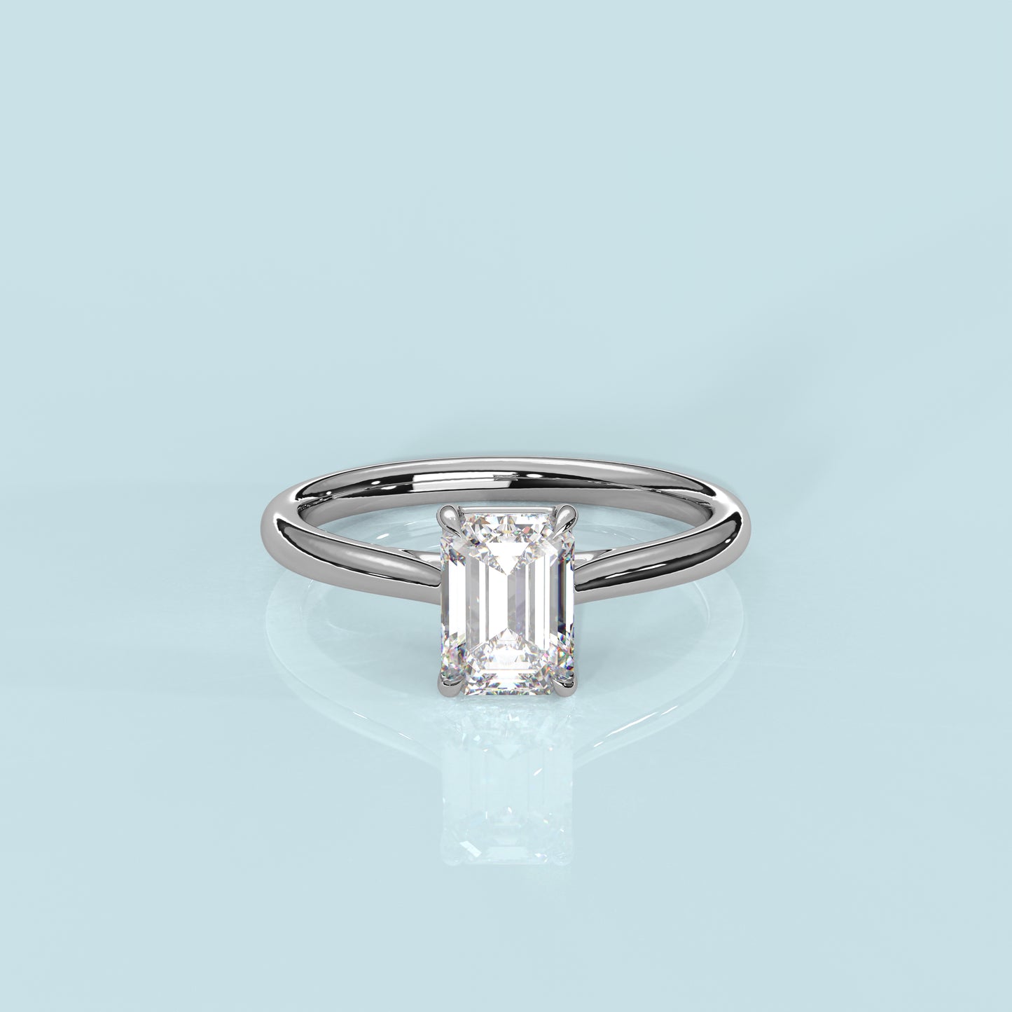 Emerald Moissanite Diamond Sterling Silver Ring