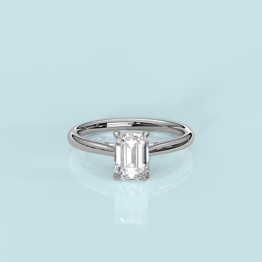 Emerald Moissanite Diamond Sterling Silver Ring