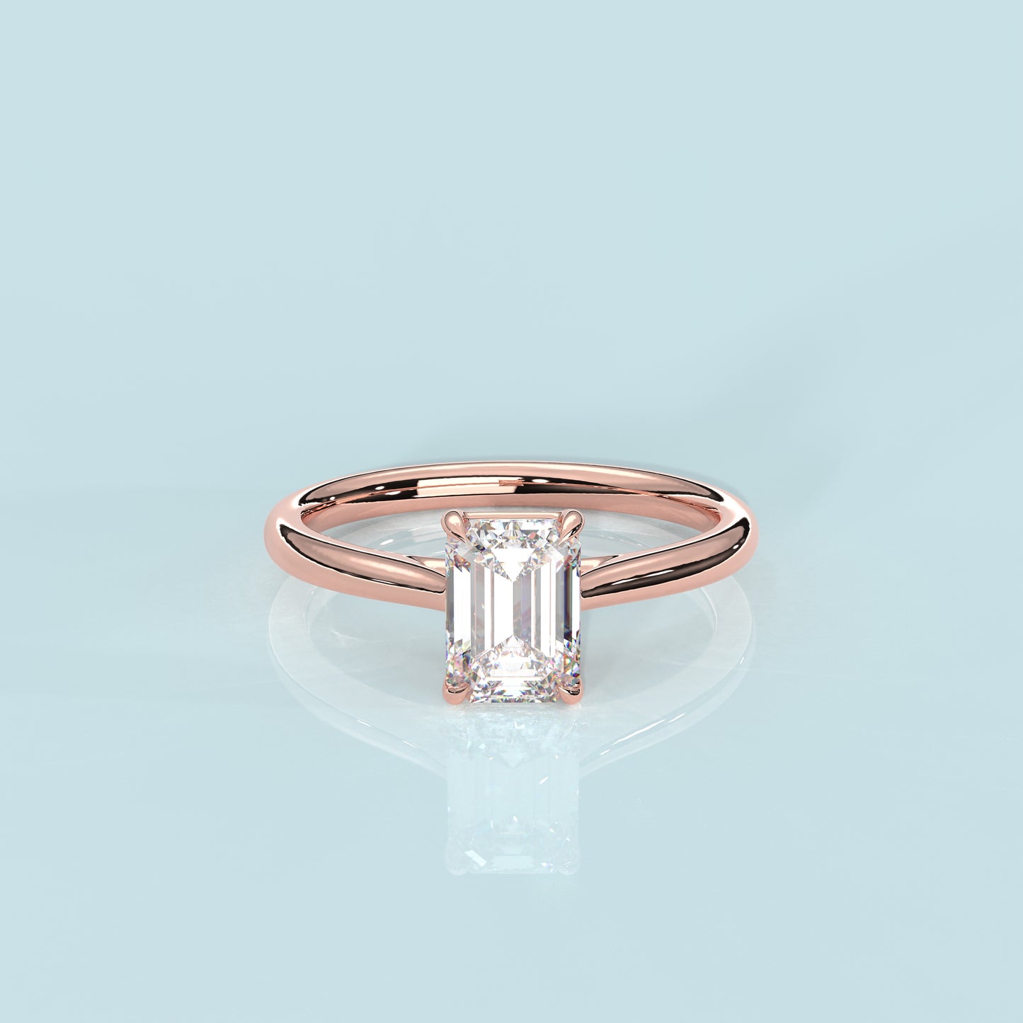 Emerald Moissanite Diamond Sterling Silver Ring