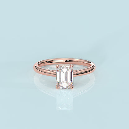 Emerald Moissanite Diamond Sterling Silver Ring