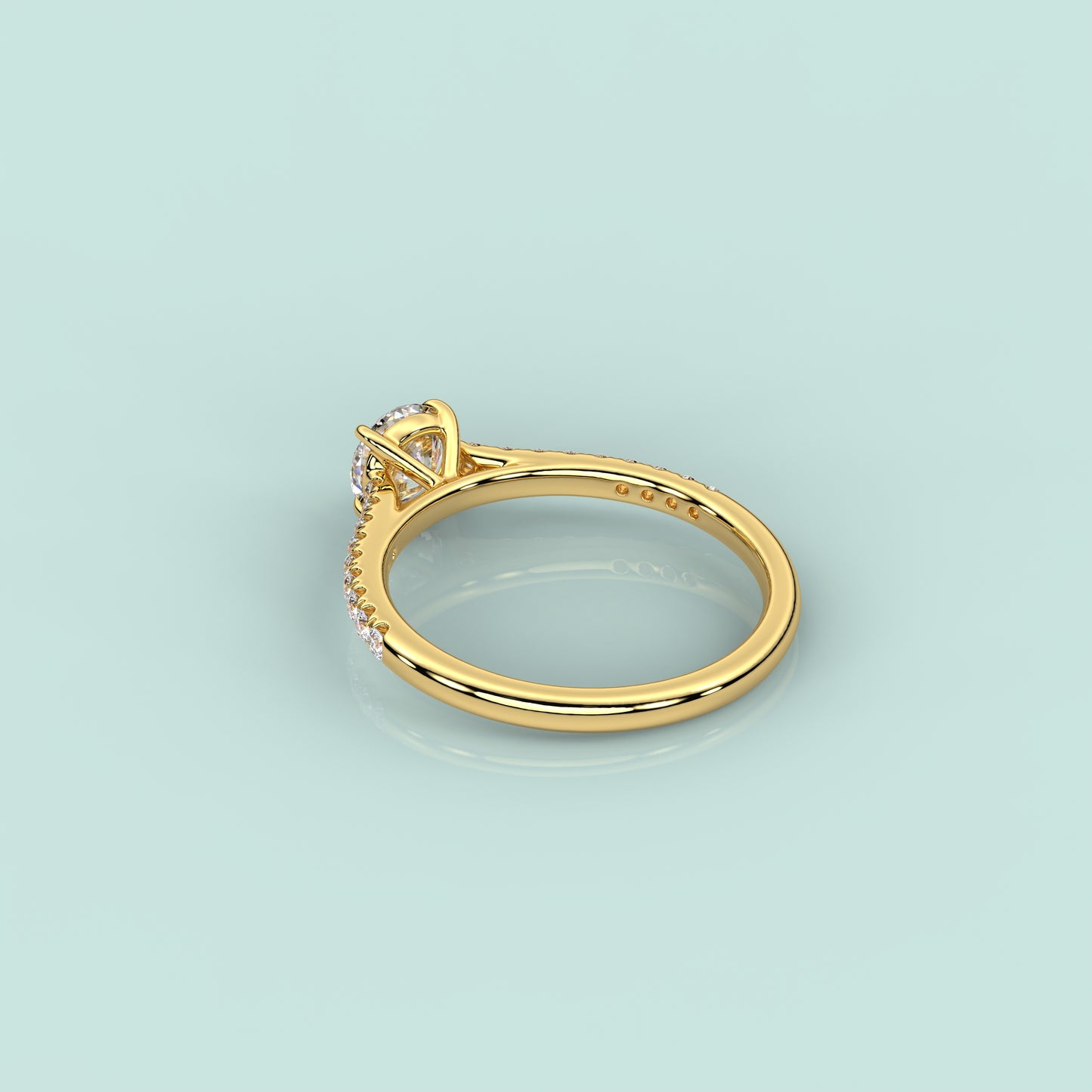 Yellow gold Solitaire 925 Silver Round Ring