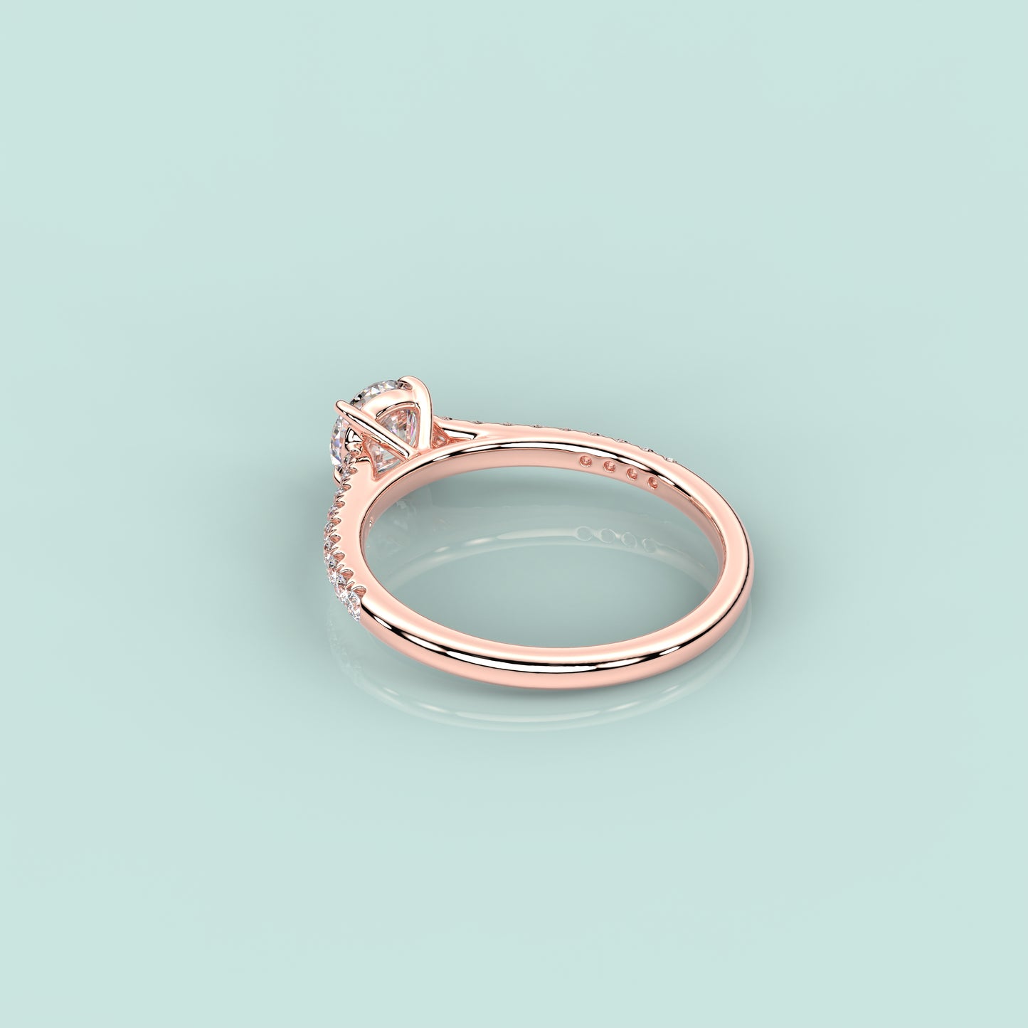 Rose gold Solitaire 925 Silver Round Ring