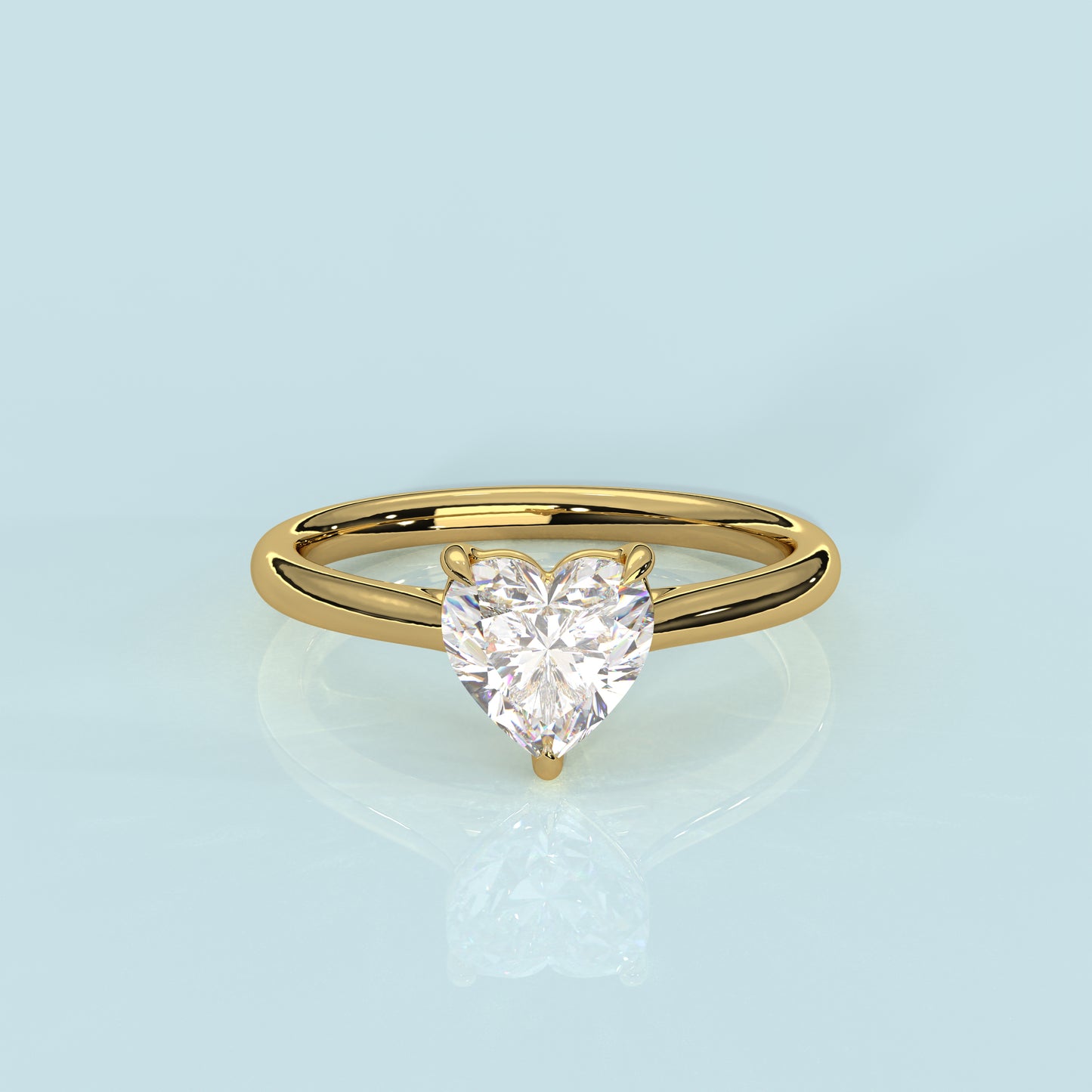 Yellow gold 925 Silver Heart Ring