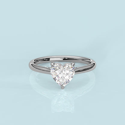 Heart Moissanite Diamond Sterling Silver Ring