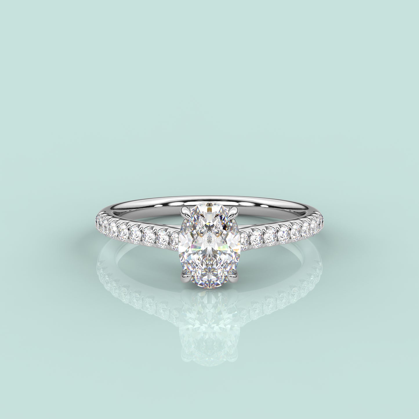 Solitaire 925 Silver Oval Ring