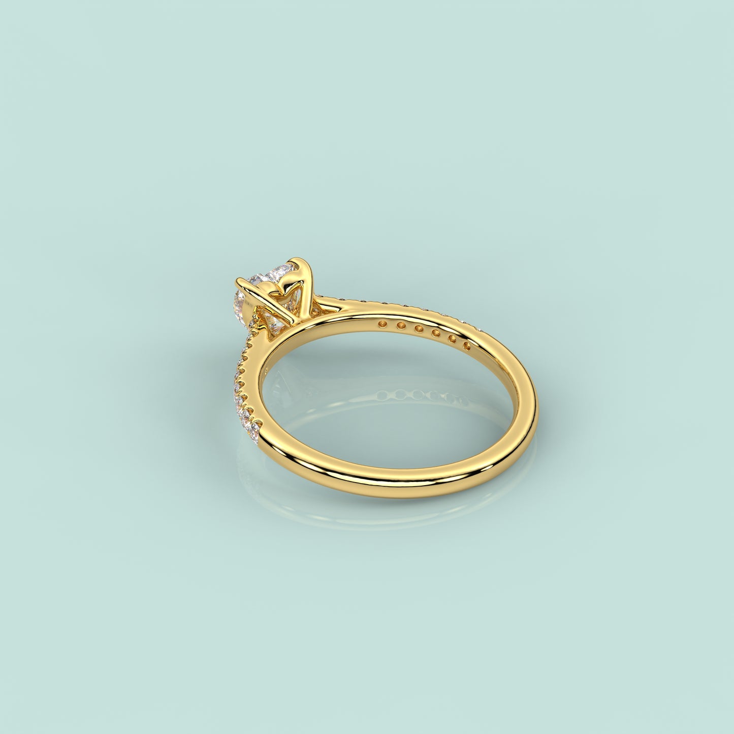 Yellow gold 925 Silver Heart Ring