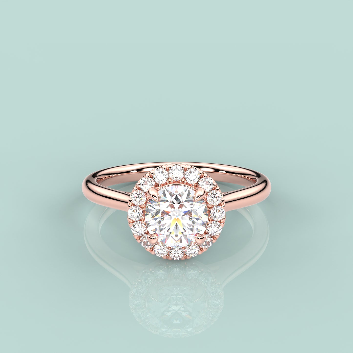 Rose gold Diamond 925 Silver Round Ring