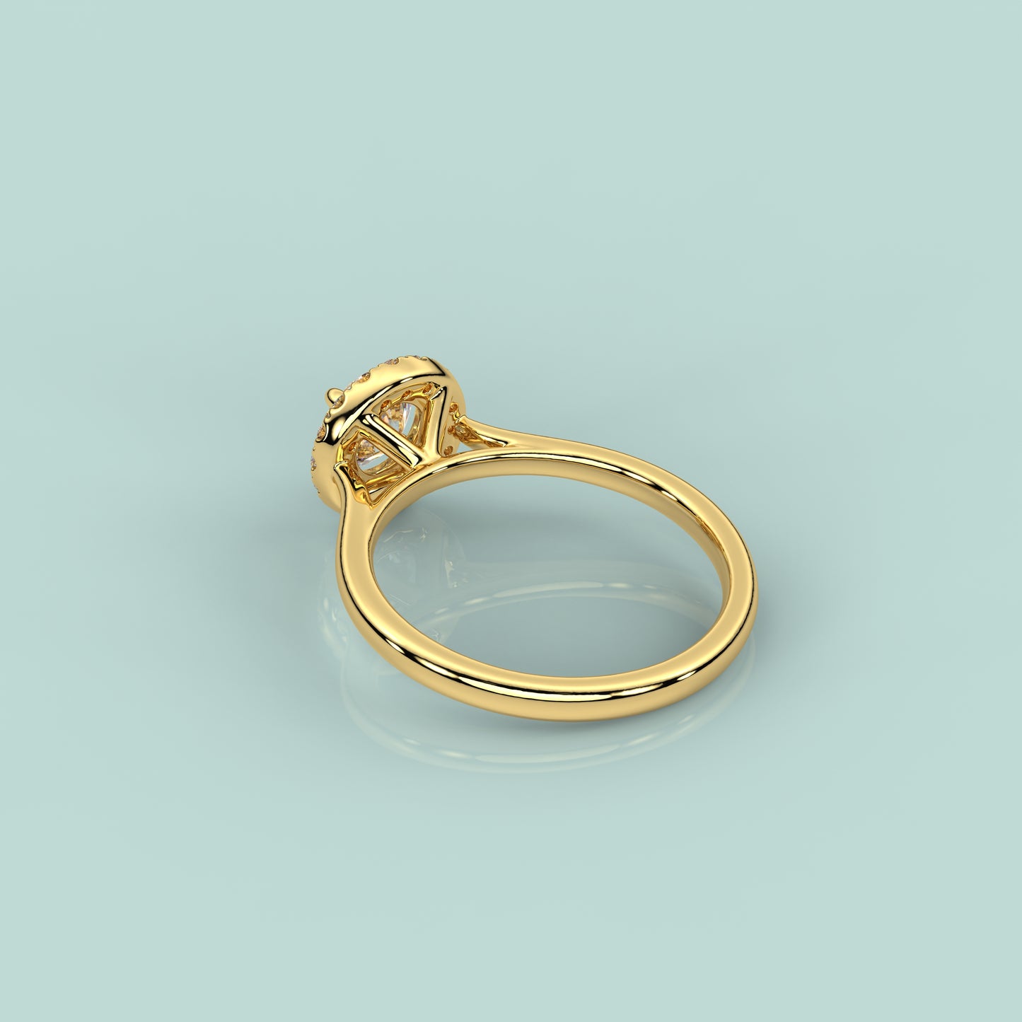 Yellow gold Diamond 925 Silver Round Ring