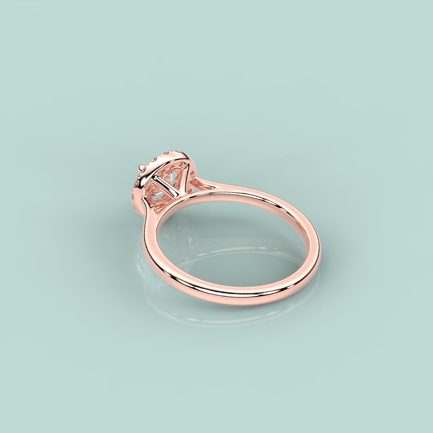 Rose gold Diamond 925 Silver Round Ring