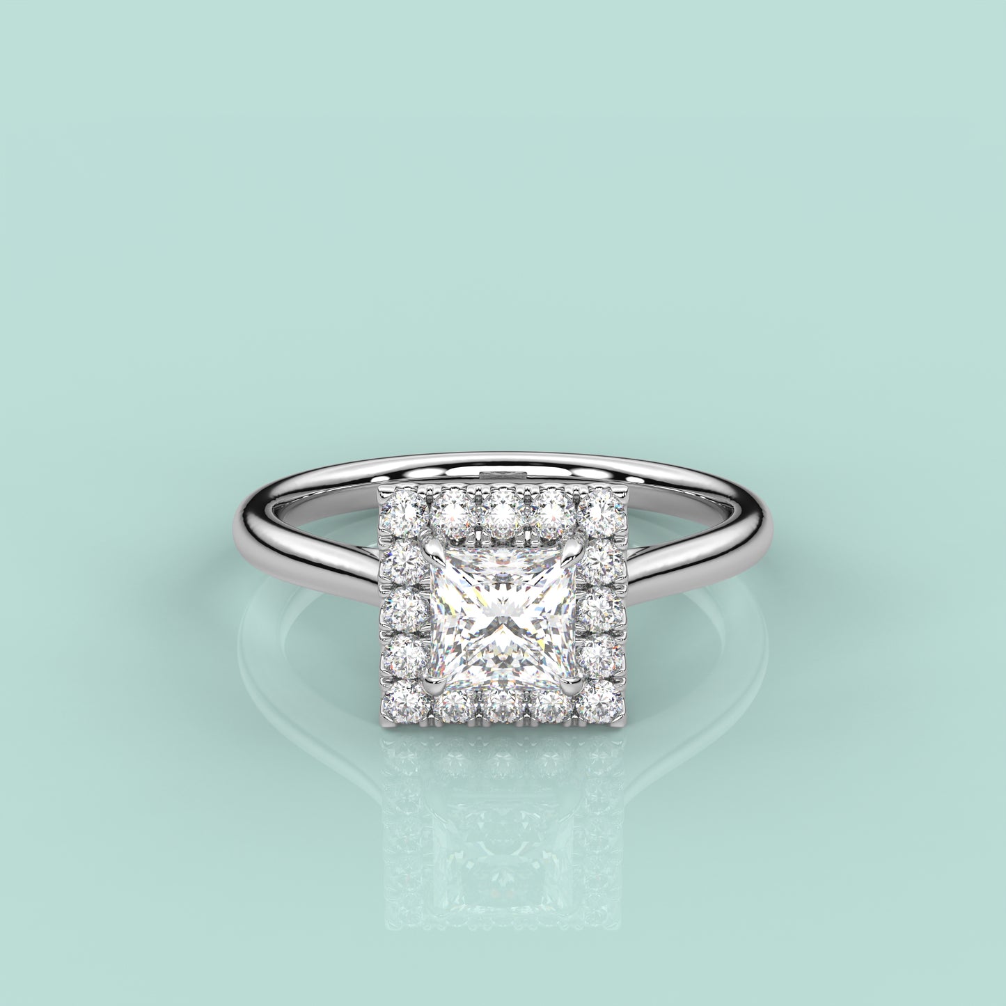 Diamond 925 Silver Princess Ring