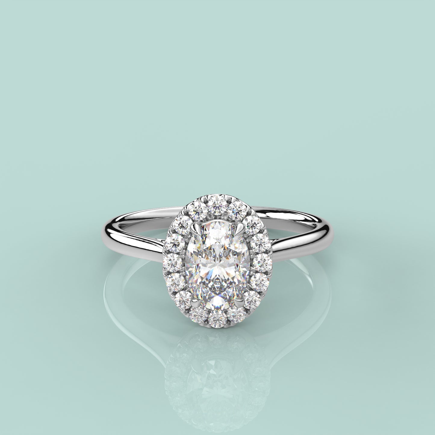 Diamond 925 Silver Oval Ring