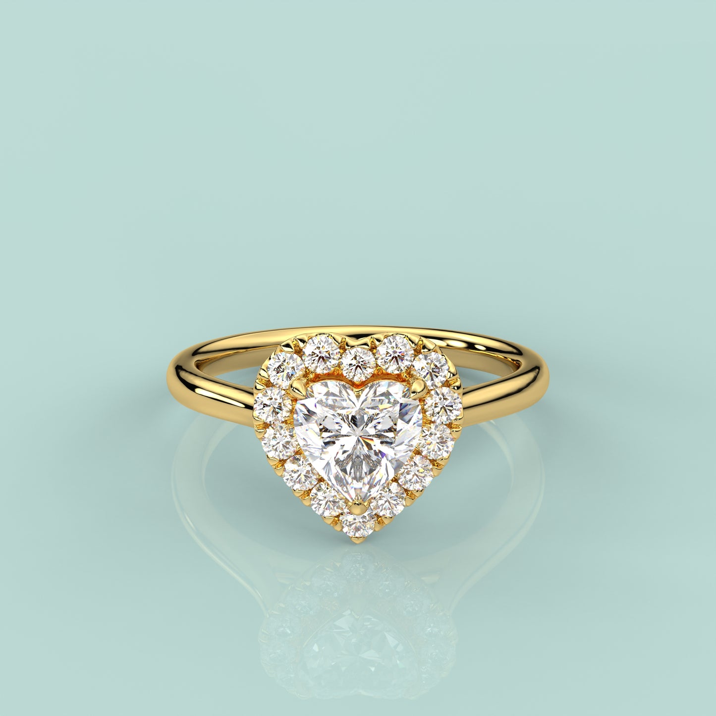 Yellow gold 925 Silver Heart Ring