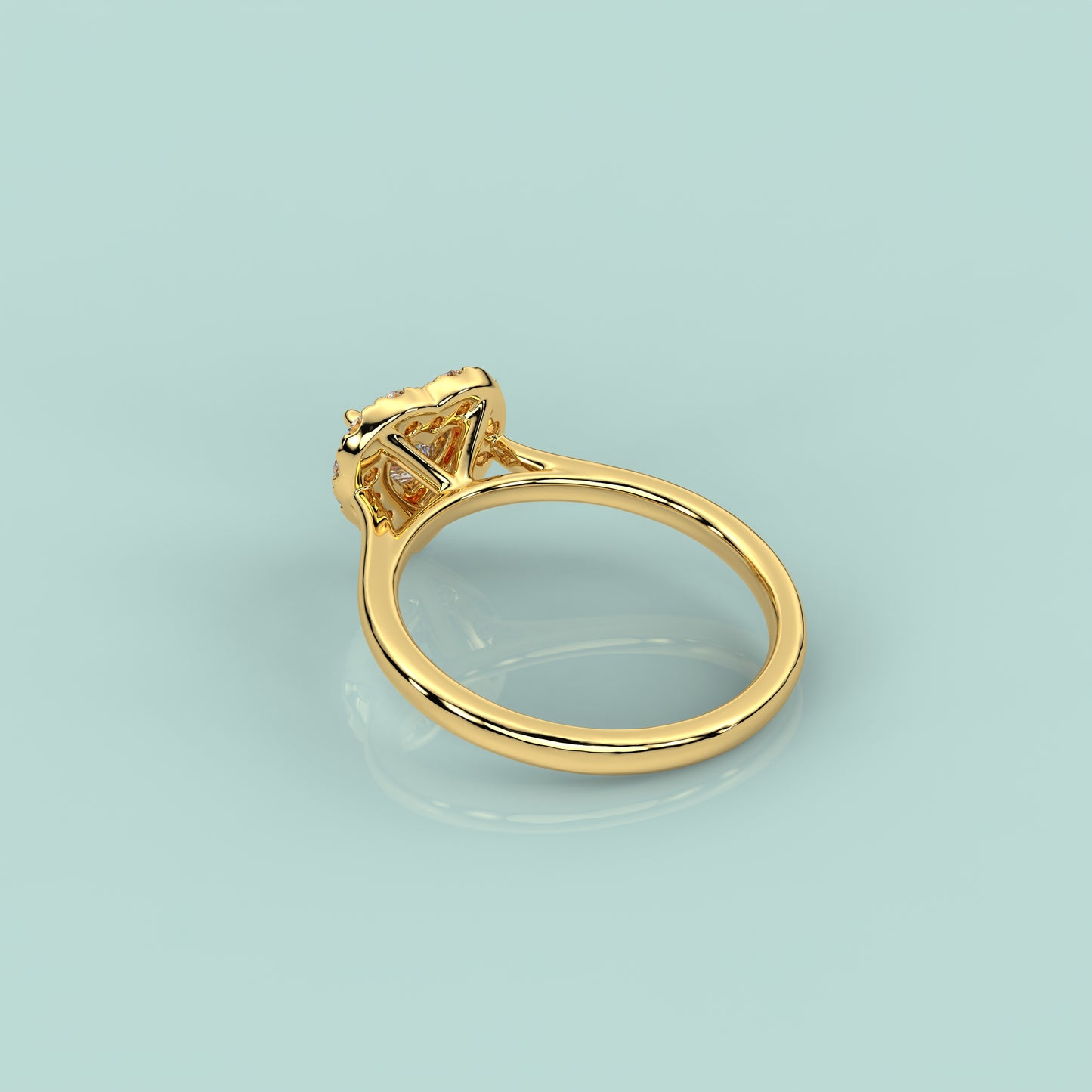 Yellow gold 925 Silver Heart Ring