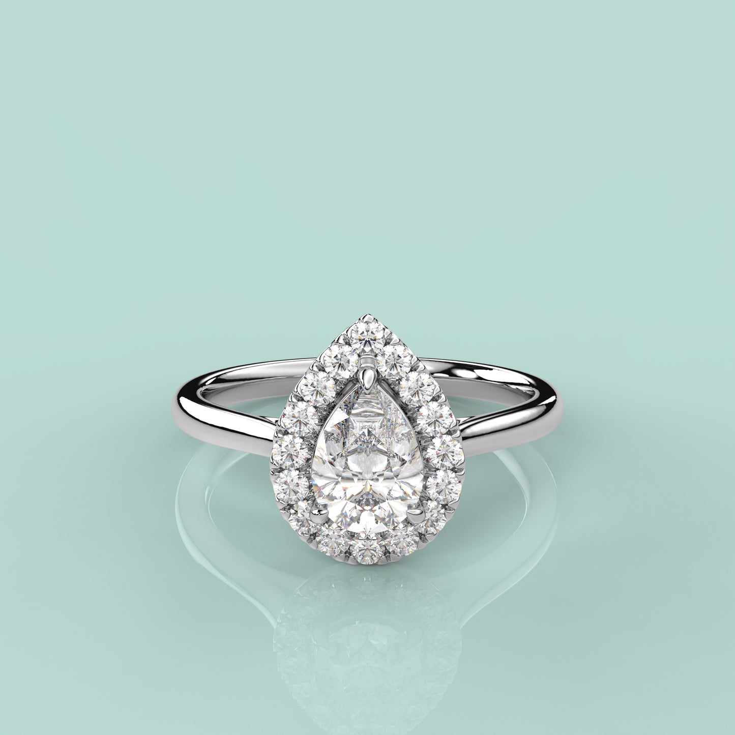 Diamond 925 Silver Pear Ring