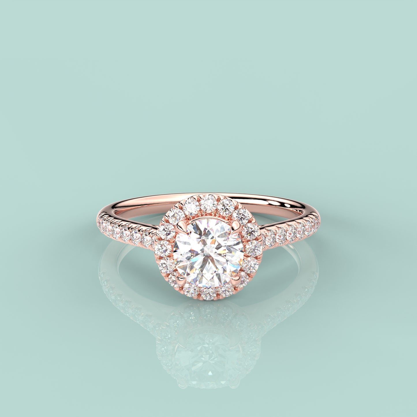 Rose gold Solitaire 925 Silver Round Ring