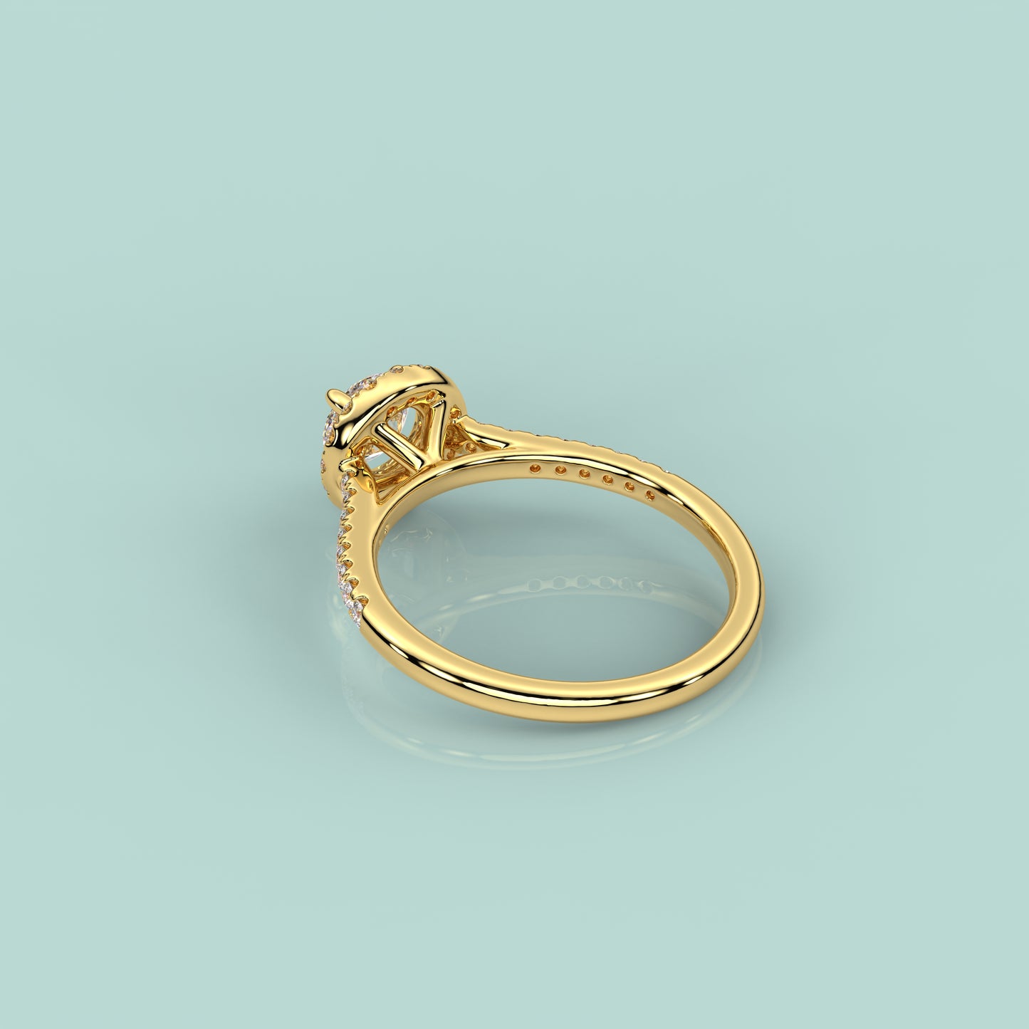 Yellow gold Solitaire 925 Silver Round Ring