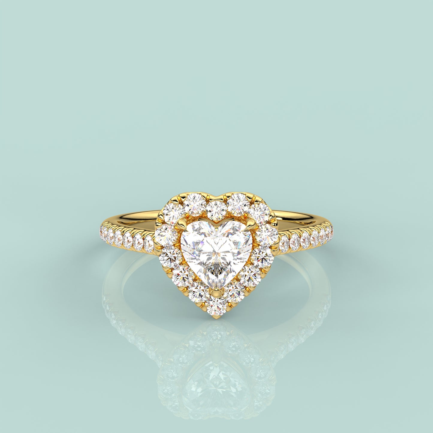 Yellow gold 925 Silver Heart Ring