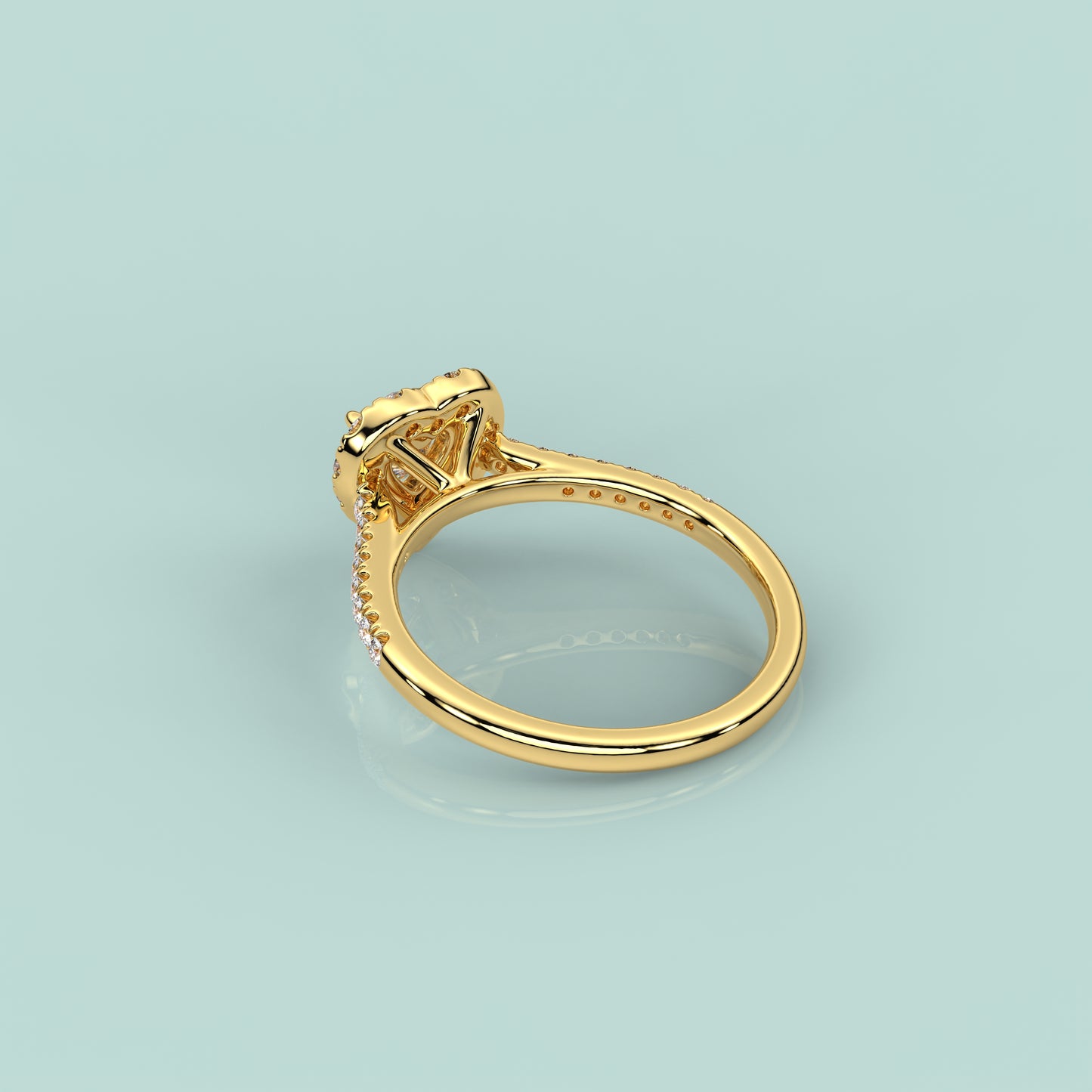 Yellow gold 925 Silver Heart Ring