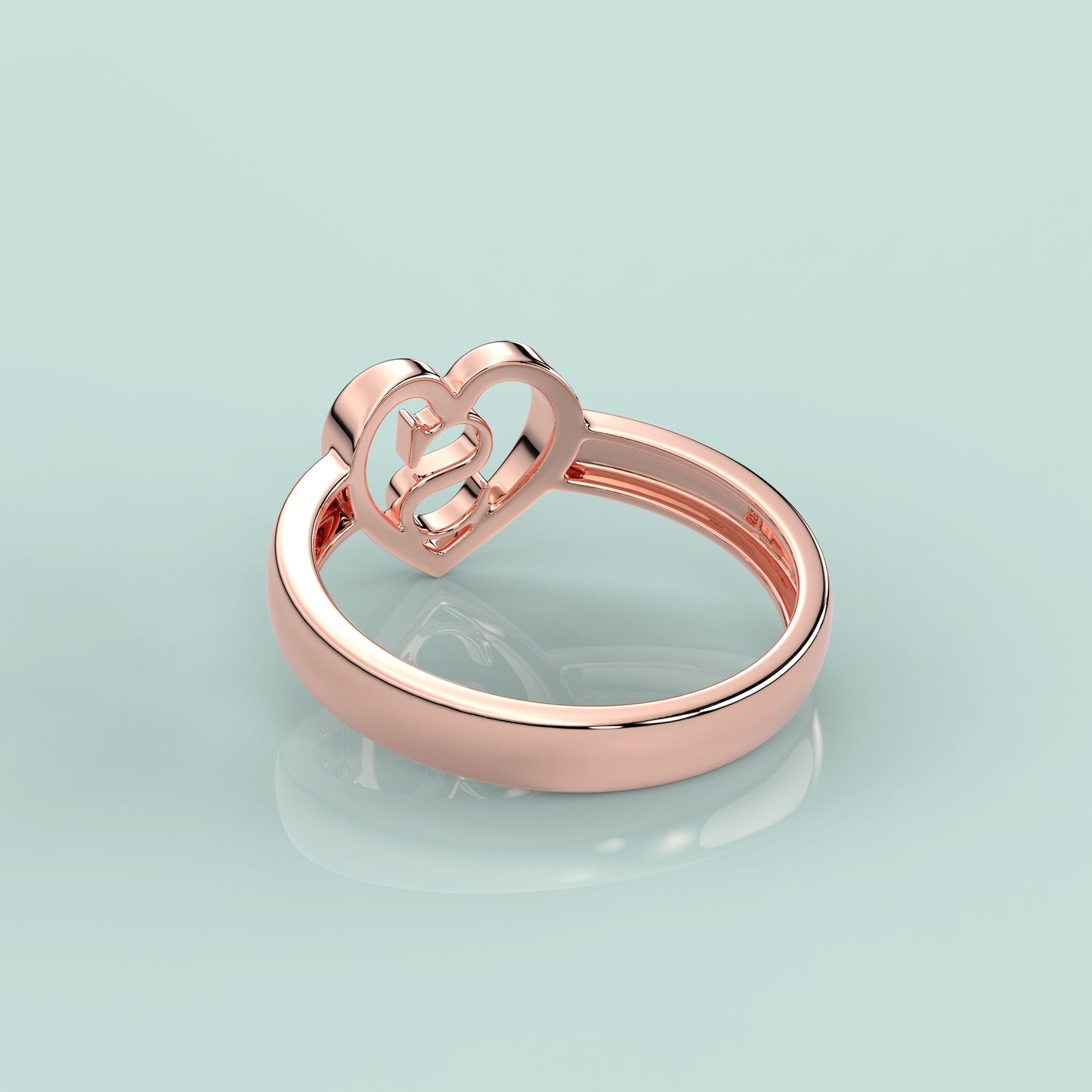 S Heart Rose gold 925 Silver Ring