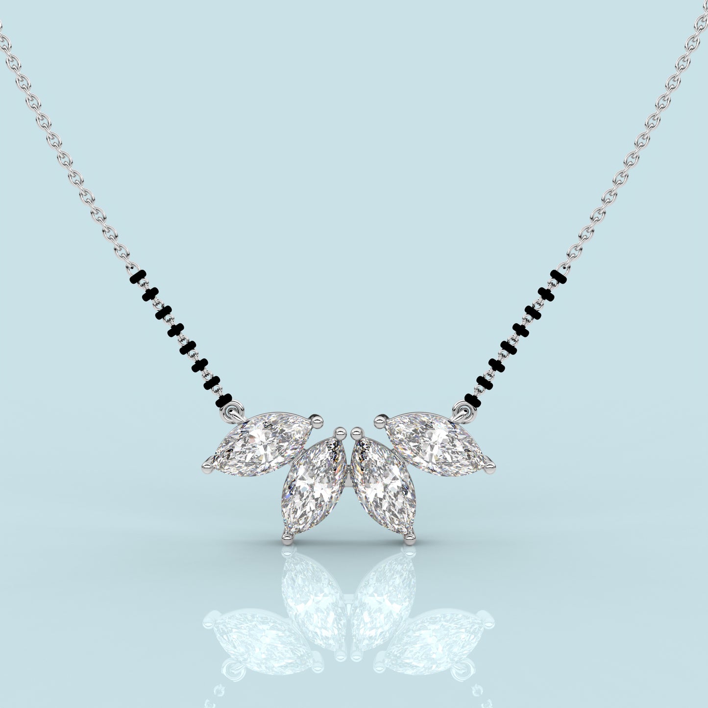 Four Marquise 925 Silver Mangalsutra