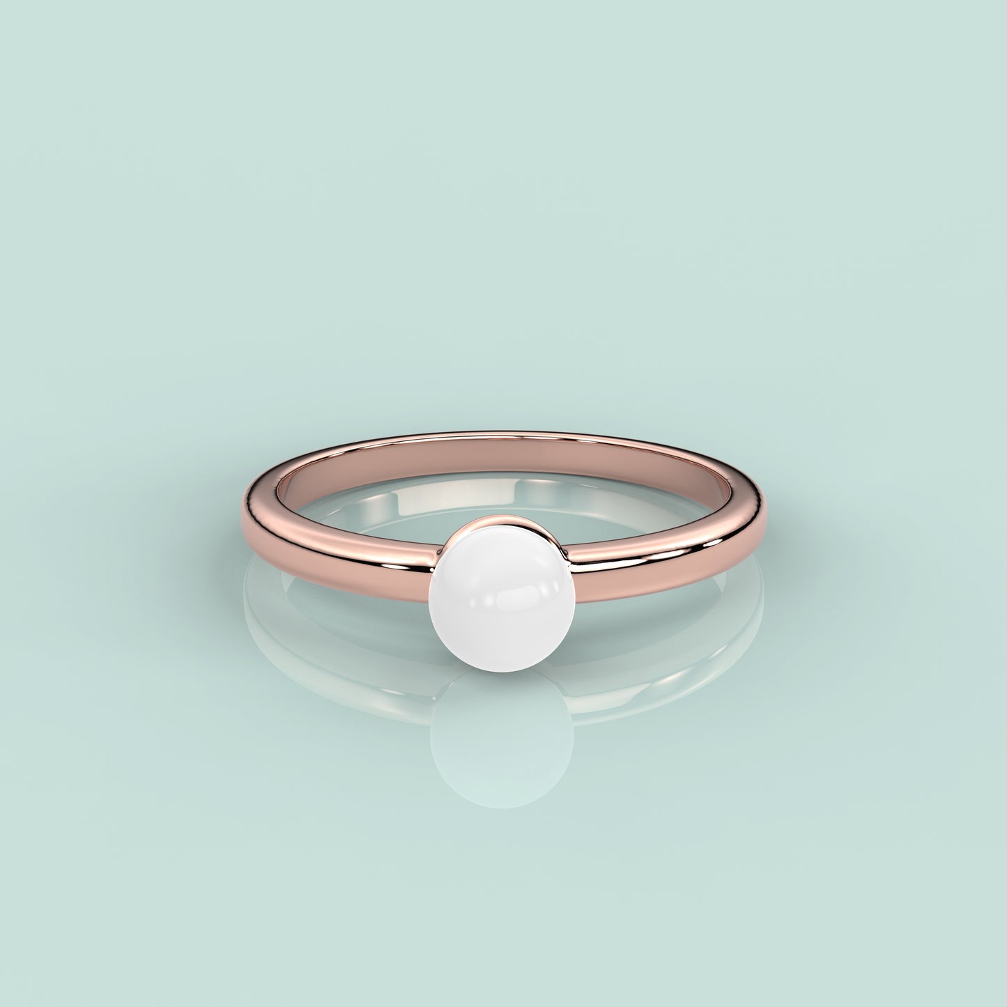 Rose gold Pearl 925 Silver Ring