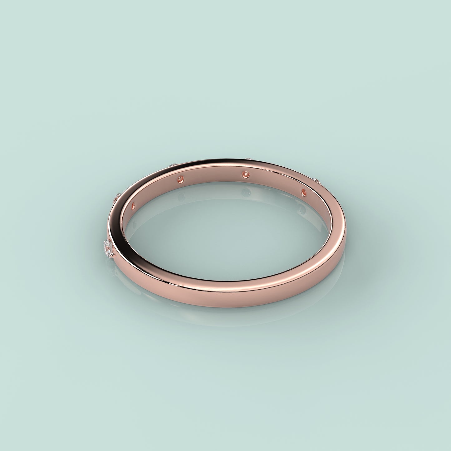 Five stone Rose gold 925 Silver Ring