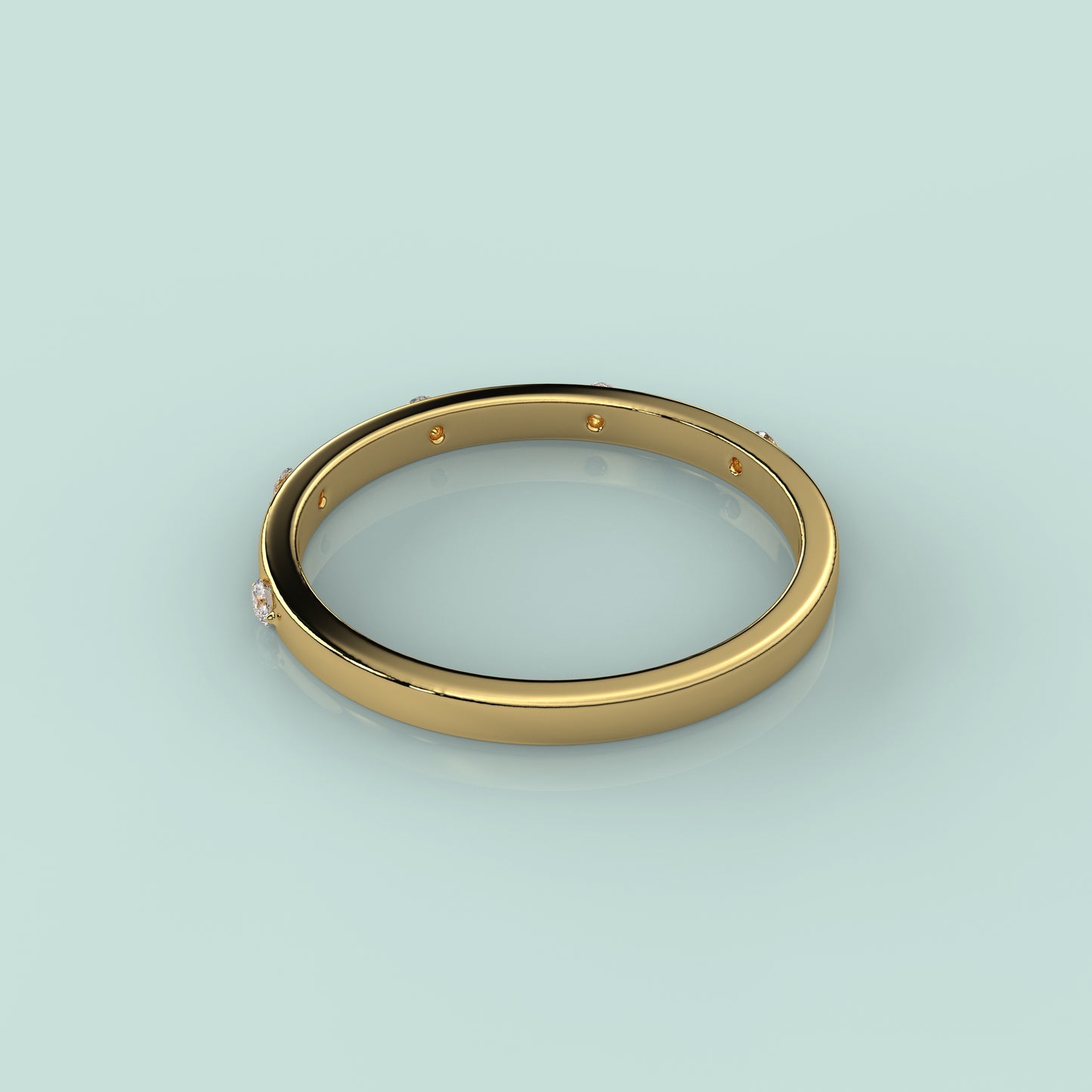 Five stone Yellow gold 925 Silver Ring