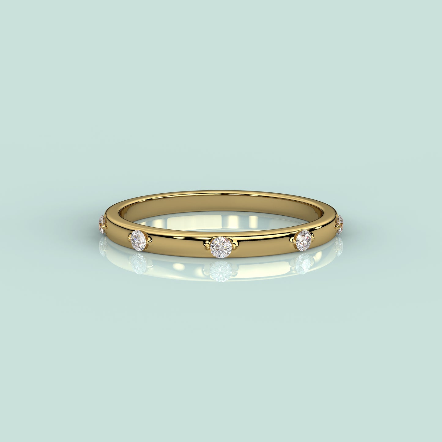 Five stone Yellow gold 925 Silver Ring