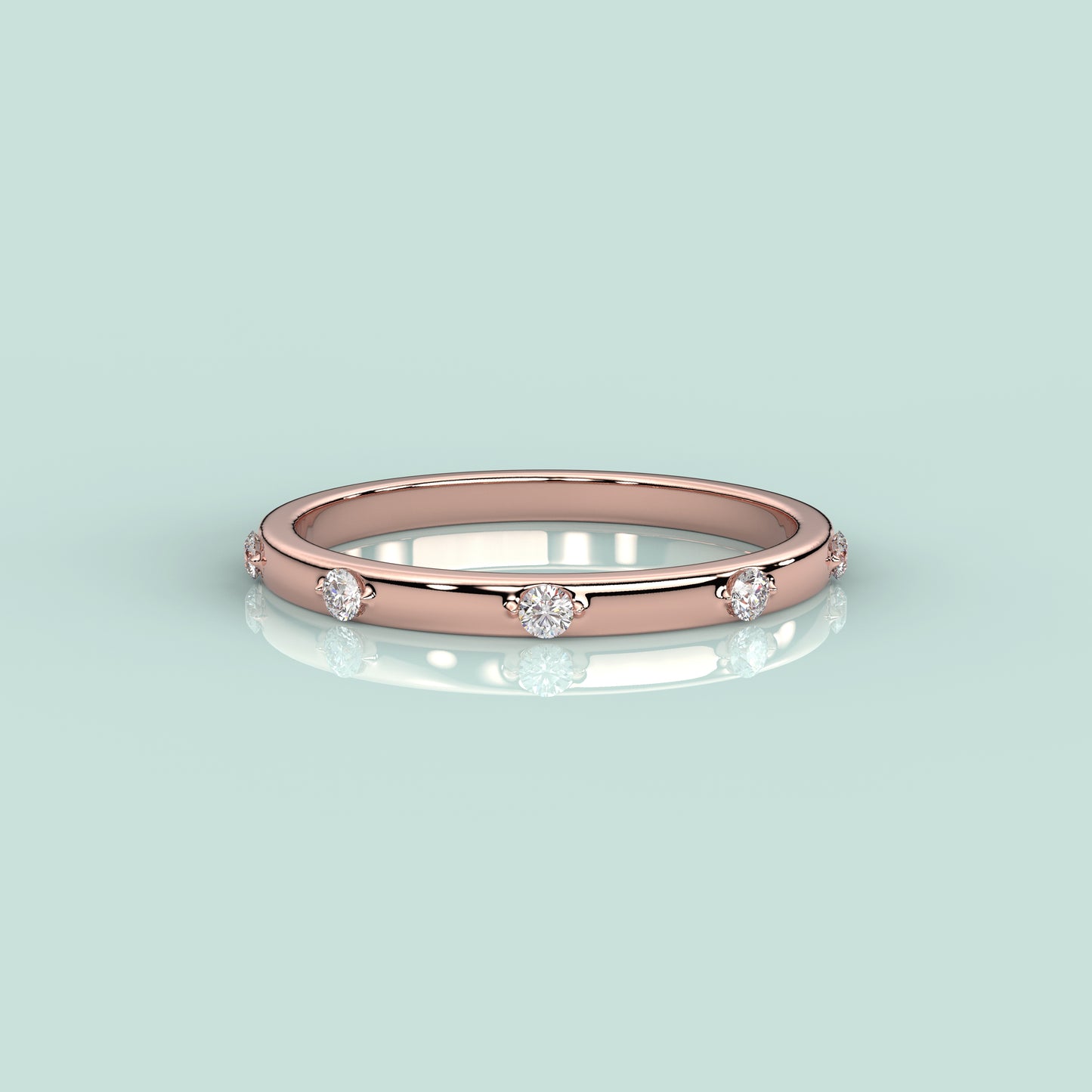 Five stone Rose gold 925 Silver Ring