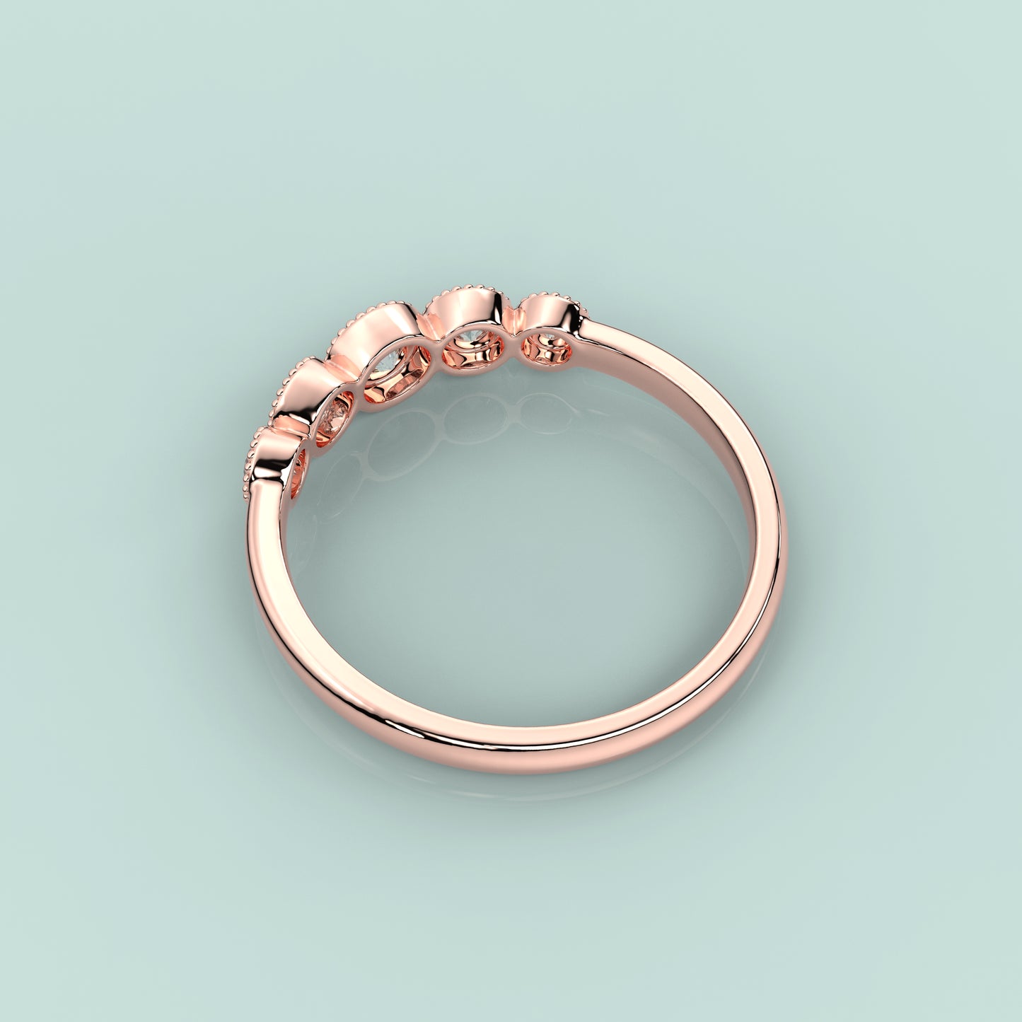 Rose gold Five stone 925 Silver Ring