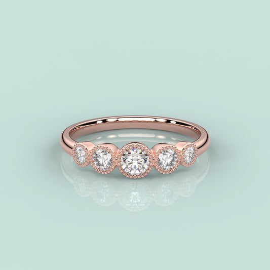 Rose gold Five stone 925 Silver Ring