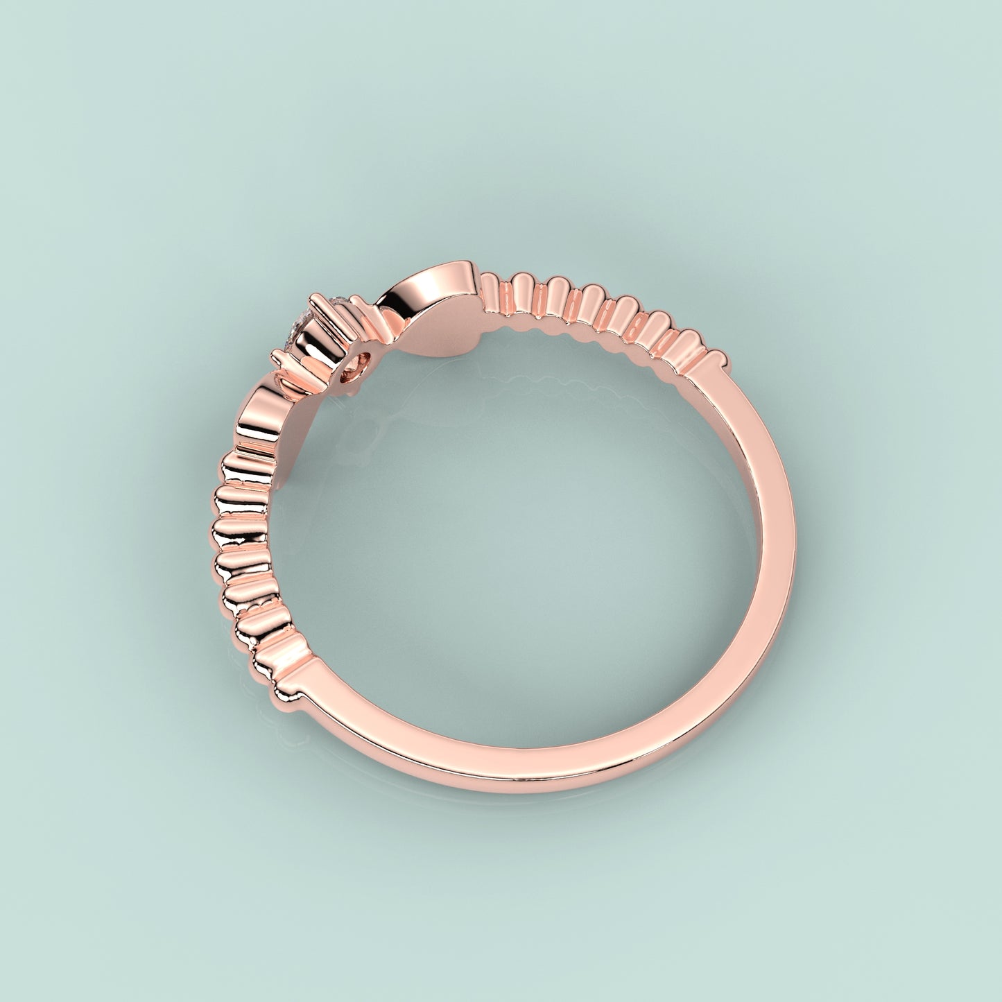 Rose gold Both Heart 925 Silver Ring