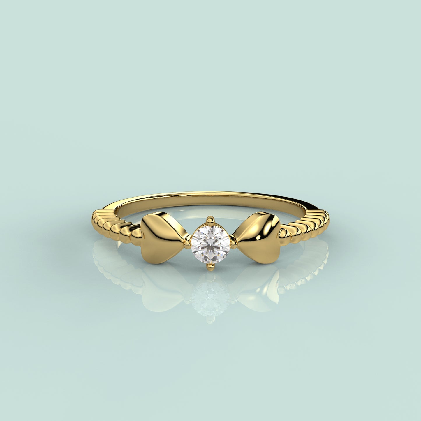 Yellow gold Both Heart 925 Silver Ring