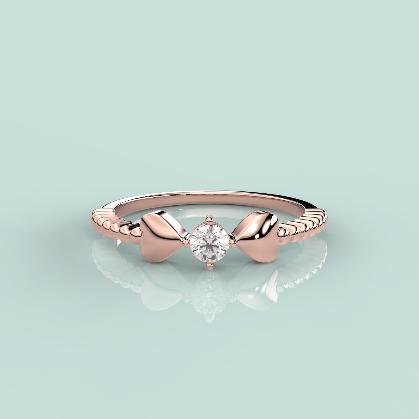 Rose gold Both Heart 925 Silver Ring