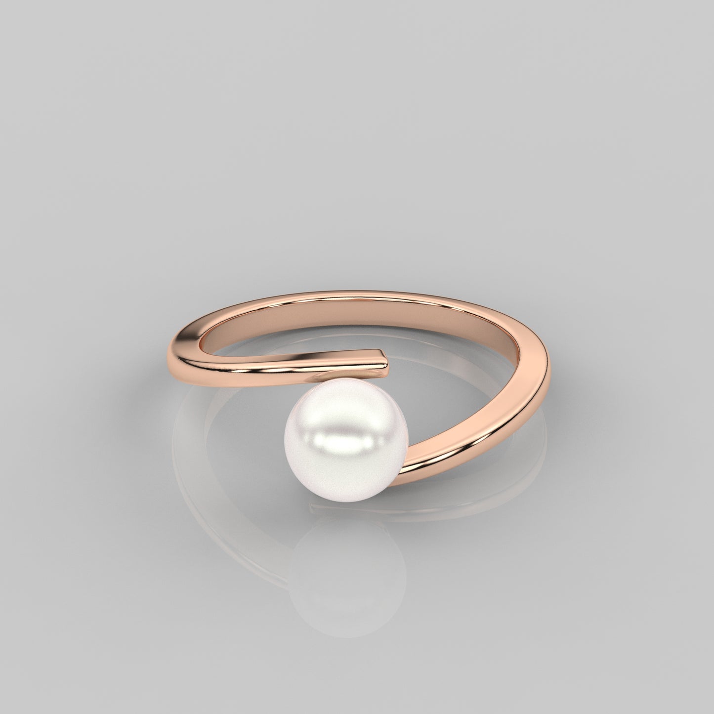 Rose gold Spiral Pearl 925 Silver Ring