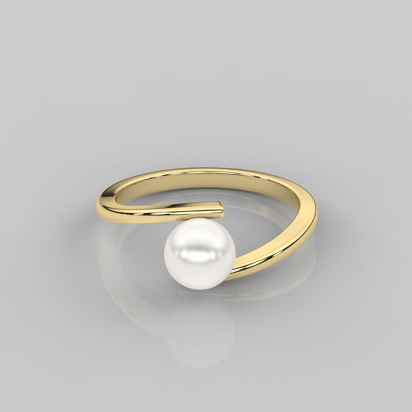 Yellow gold Spiral Pearl 925 Silver Ring