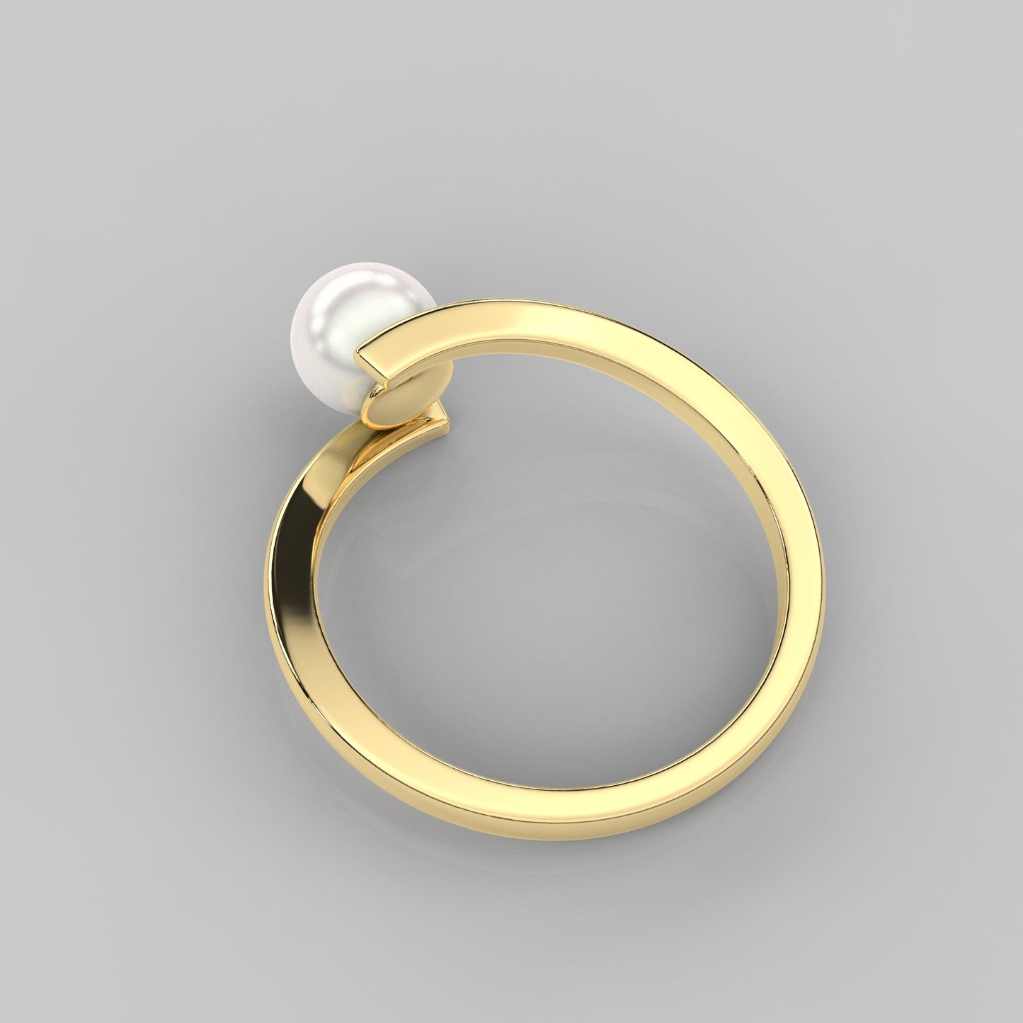 Yellow gold Spiral Pearl 925 Silver Ring