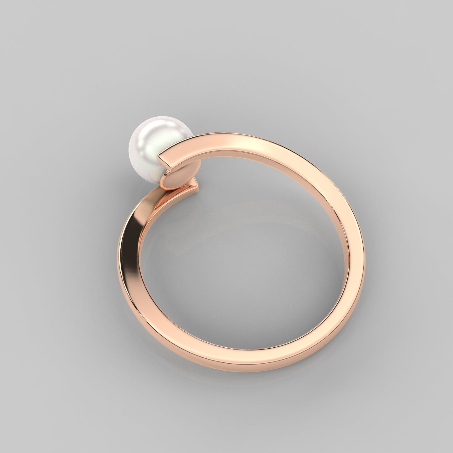 Rose gold Spiral Pearl 925 Silver Ring