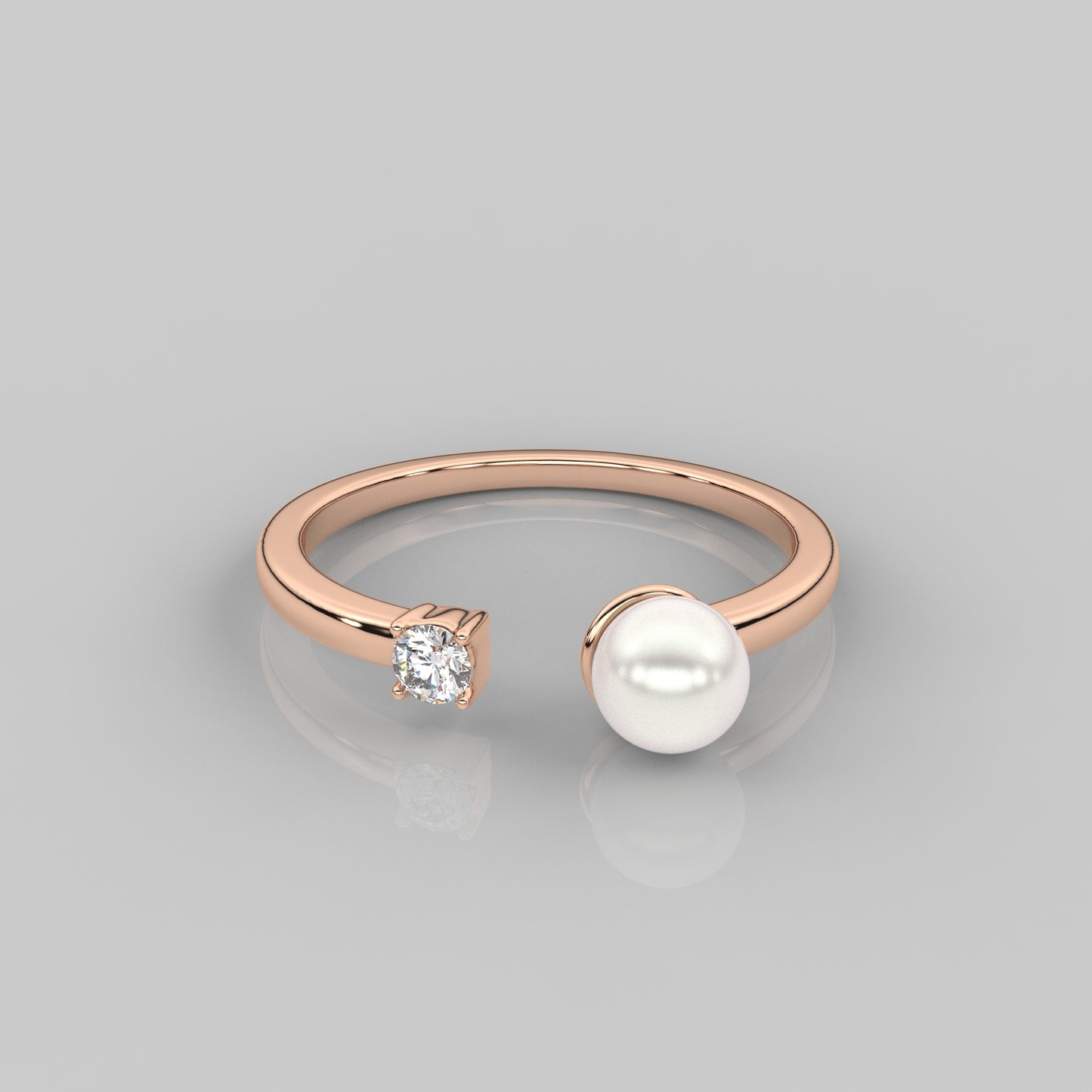 Rose gold Opened Pearl 925 Silver Ring