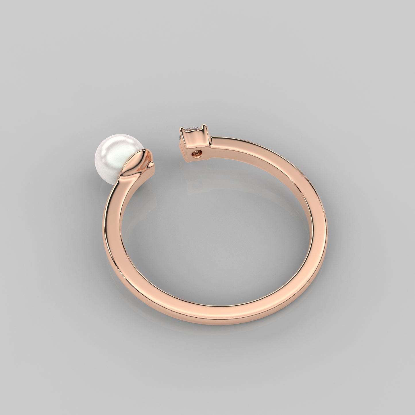 Rose gold Opened Pearl 925 Silver Ring