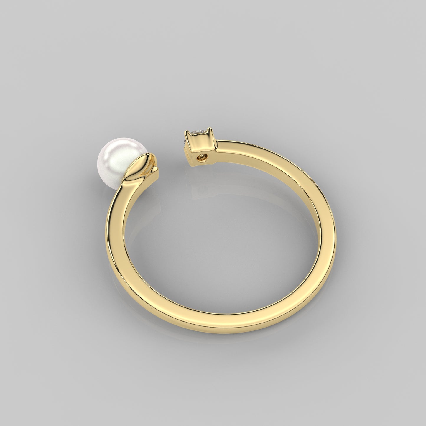 Yellow gold Opened Pearl 925 Silver Ring