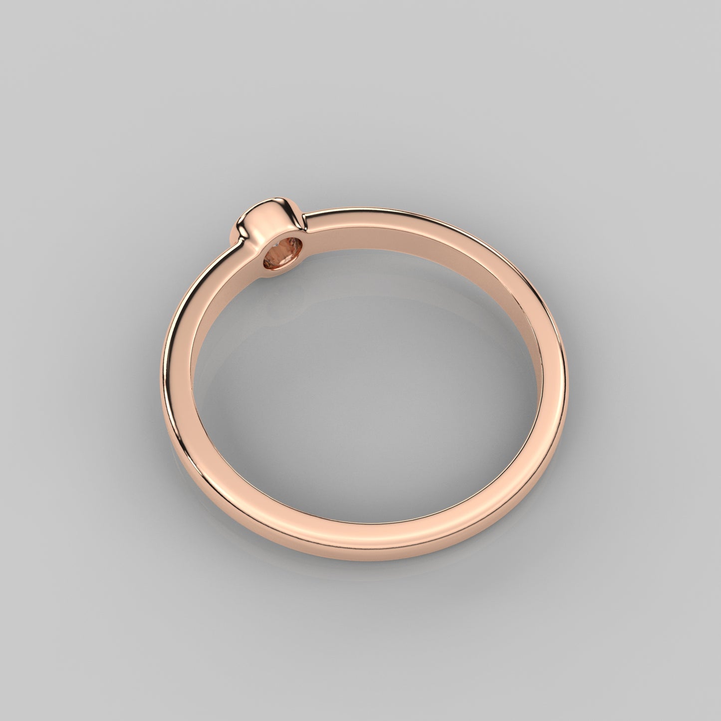 Rose gold Bezel stone 925 Silver Ring