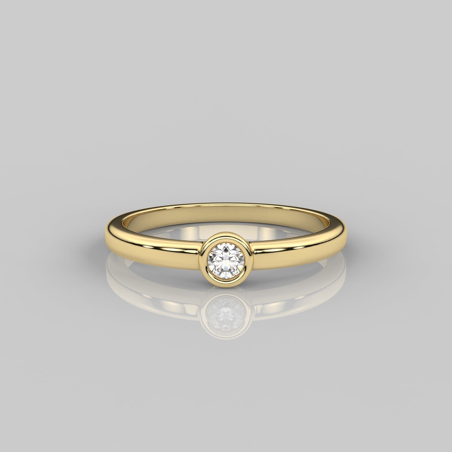 Yellow gold Bezel stone 925 Silver Ring