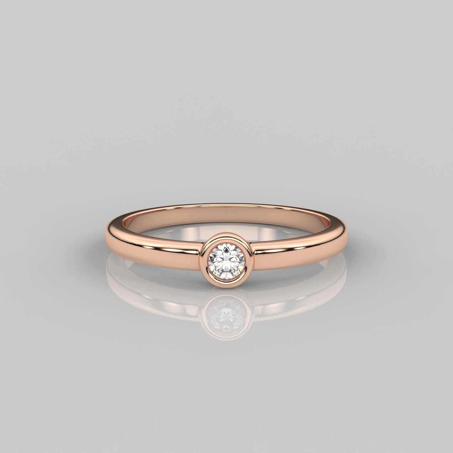 Rose gold Bezel stone 925 Silver Ring