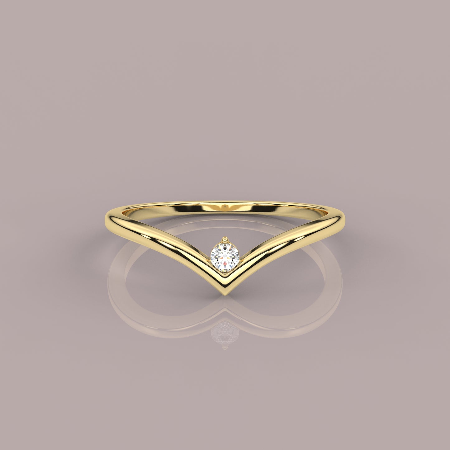 Yellow gold Chevron 925 Silver Ring