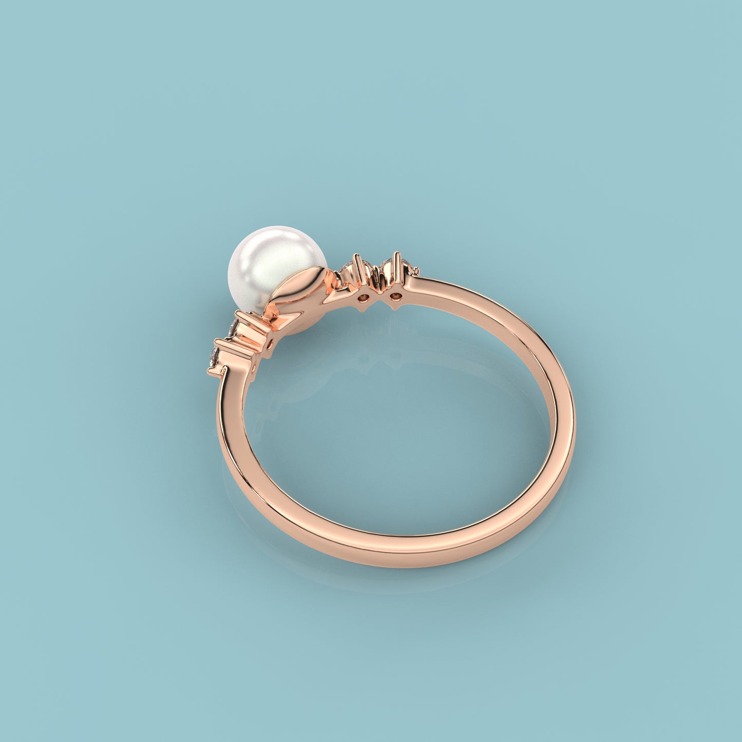 Rose gold Huitan Pearl 925 Silver Ring