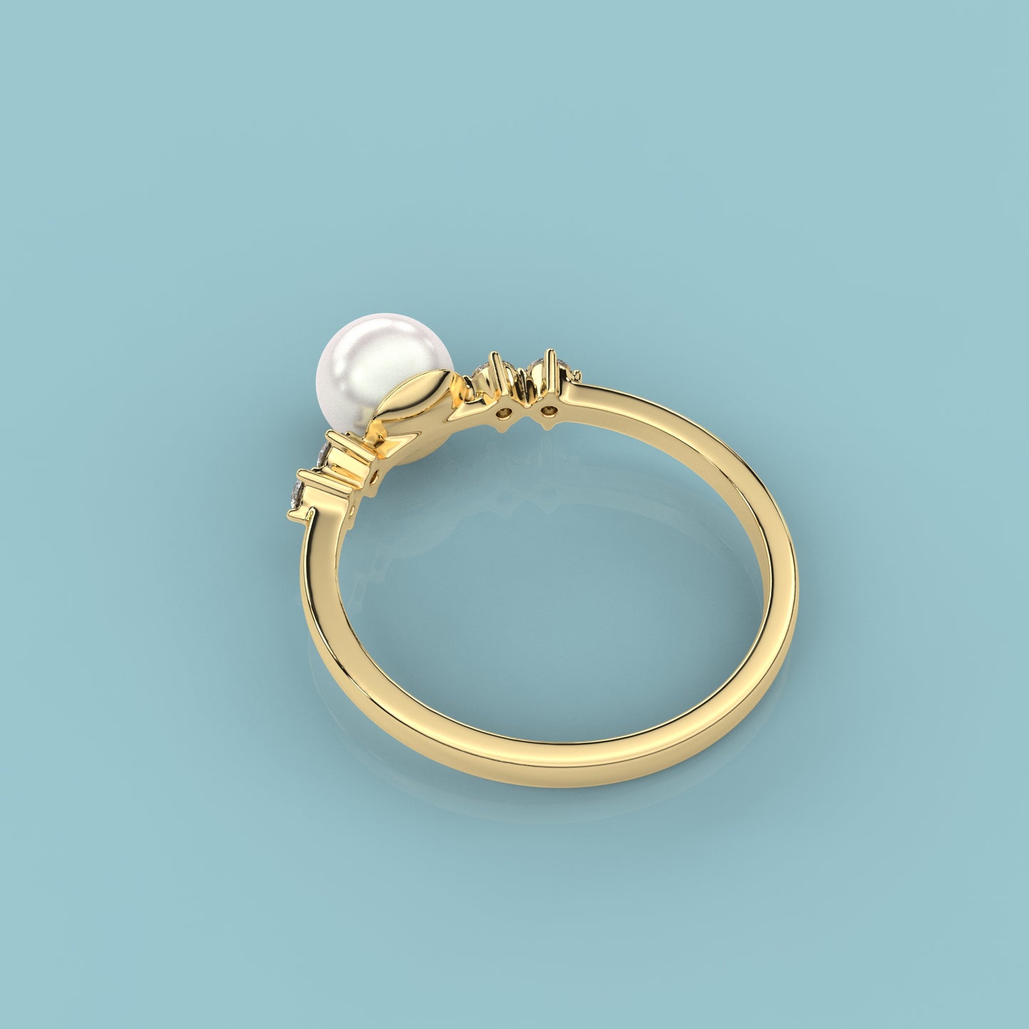 Yellow gold Huitan Pearl 925 Silver Ring